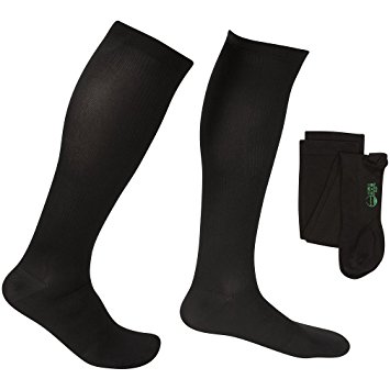 EvoNation Men's USA Made Graduated Compression Socks 15-20 mmHg Moderate Pressure Medical Quality Knee High Orthopedic Support Stockings Hose - Best Comfort Fit, Circulation, Travel (Large, Black)