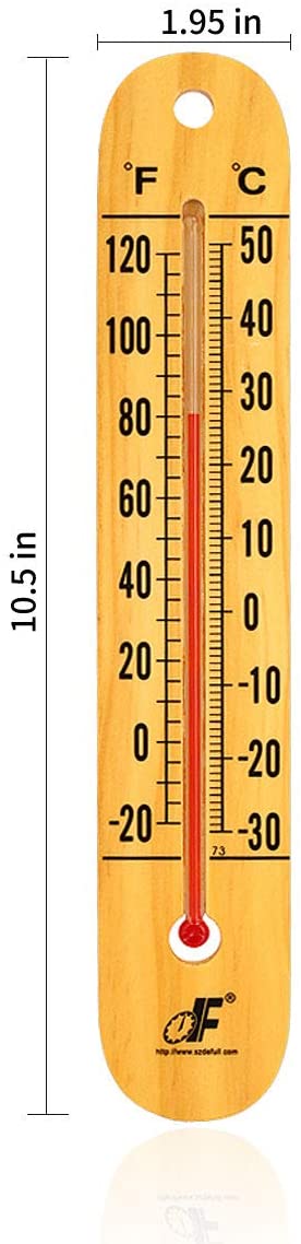 defull Extra Large 10.5-Inch Wood Thermometer Wall Thermometer Wooden Indoor Thermometer with Double Scales ℉&℃ Household Thermometer for Home Office Warehouse Greenhouse
