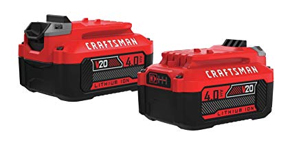 CRAFTSMAN V20 Lithium Ion Battery, 4.0-Amp Hour, 2 Pack (CMCB204-2)