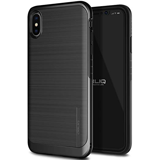 OBLIQ iPhone XS Max Case, [Slim Meta] Slim Dual Layered Case, Inner TPU with Outer PC with a Metallic Brushed Finish Design and Anti-Shock Technology for The Apple iPhone XS Max (2018) (Titanium Black)