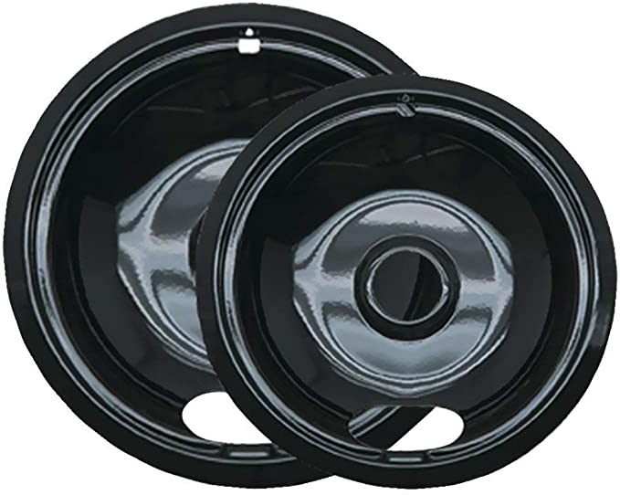 Range Kleen P12782XCD5 Drip Pan Porcelain 1 6" & 1 8", 2 Pk Black All/Large