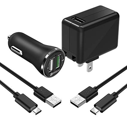 Fast Charger Kit Compatible for Samsung Galaxy S9 / Note 8 / S8, Jelly Comb Quick Charge 3.0 USB Car Charger Wall Charger with Type C Cables Compatible for Galaxy S9 Plus, S8 Plus
