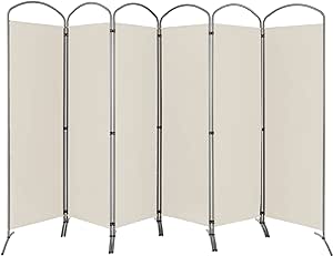 Giantex 6.2Ft Folding 6-Panel Room Divider White- 130" Wide Freestanding Foldable Fabric Privacy Screen, Lightweight Portable Partition Wall Divider and Separator for Home Office, Apartment, Studio