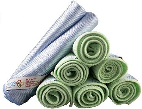 MojaFiber Microfiber Towel Cleaner - Ultra Thick Super Absorbent Waffle Weave Eco-Friendly Lint-Free Streak-Free - Quickly and Easily Cleans Glass Window Mirror - Measures 16”x16” Large Cloth(8 Pack)