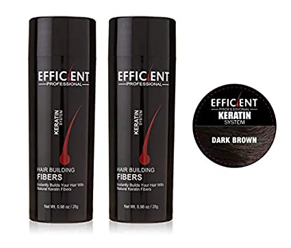 2 of EFFICIENT Keratin Hair Building Fibers, Hair Loss Concealer Net Wt. 28gm / 0.98 oz (Dark Brown)