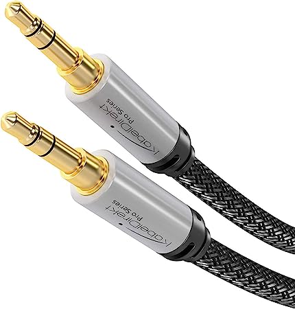 Aux Cord – 3.5mm Audio Cable – 10ft – Designed in Germany with Break-Proof Metal Plug (Headphone Cable & aux Cable for iPhone/car/Laptop, Auxiliary Cord, 3.5mm Male to Male, Nylon) – by CableDirect