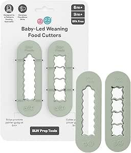 ezpz Baby Led Weaning Food Cutters | 2 Pack | For Ages 6 Months to 9 Months   (Sage)