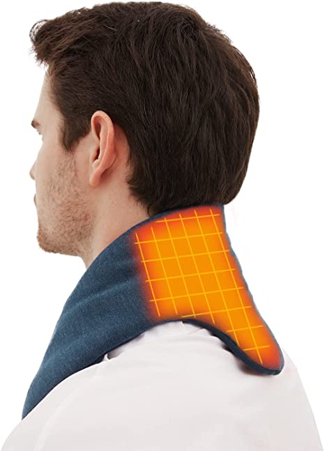Heated Scarf with Neck Heating Pad, MELISSA Electric Neck Wrap for Cramps, Pain Relief or Stiffness Relief, Rechargeable Cordless Thermal Cervical Collar with 5000mAh Power Bank - Blue