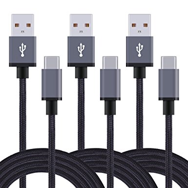 Samsung S8 Cable, (3 PACK) Niniber 6.6Ft Braided Usb 3.0 TYPE-C Cords USB-C Fast Charging Cable for new MacBook,Google Pixel XL,ChromeBook Pixel,Huawei P9 Honor 8,Nexus 5X,Nokia N1 and more