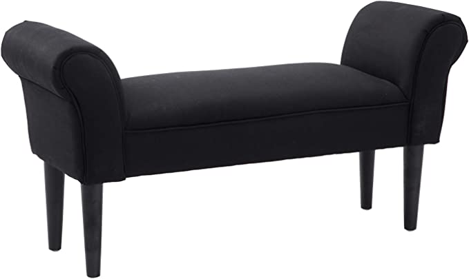 Banc Banquette Design Contemporain accoudoirs courbés Grand Confort 102L x 31l x 51H cm Noir