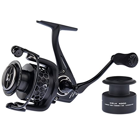 KastKing Mela II Spinning Reel - Light, Smooth Spinning Fishing Reel, 10   1 BB, Powerful Carbon Fiber Drag, FREE Spare Graphite Spool, New for 2017!