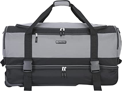 Travelers Club Pinnacle Travel Rolling Duffel Bag, Light Grey, Checked-Large 30-Inch