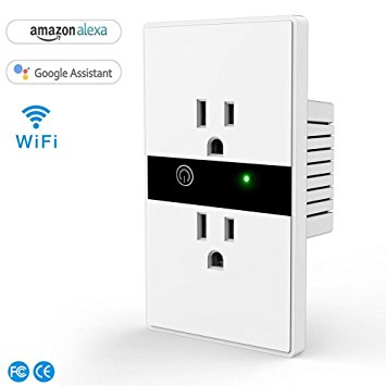 Woocon Smart Outlet that Work With Alexa, Wifi Remote Control In-Wall Socket with Timing Function, No hub Required,Compatible With Echo Dot/Tab/Plus and Google Home