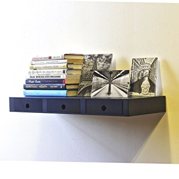 Black Floating Wall Shelf with 3 Drawers , Concealed Mounting Bracket and Hardware Included, Ships Fully Assembled …