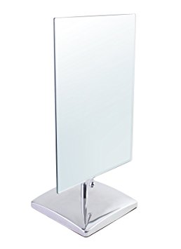JustNile Vanity Makeup Mirror; 360 Degree Adjustable Counter top/Tabletop Mirror with Tilting and Swivel Mechanism - 7"x10", Rectangle, Glass, and Silver Finish