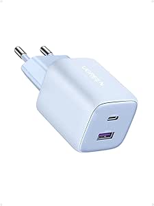 UGREEN Nexode 35W GaN Chargeur USB C Rapide avec Double Prise Compatible avec iPhone 16 Plus Pro Max 15 14 13 12 11 Pixel 8 7a 6a Galaxy S24 Ultra Plus A15 A05s iPad Pro Air Mini MacBook (Bleu)