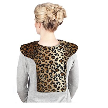 Sunny Bay Microwavable Shoulder and Upper Back Heat Wrap, Leopard, Large