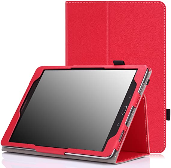 MoKo Case Compatible with Samsung Galaxy Tab A 9.7 - Slim Folding Cover Case for Galaxy Tab A 9.7", with Auto Wake/Sleep and Stylus Pen Loop, RED