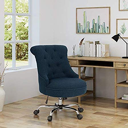 Christopher Knight Home Tyesha Desk Chair, Navy Blue   Chrome