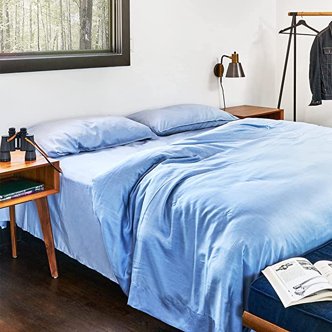 Buffy 100% Eucalyptus Lyocell Duvet Cover with Corner Ties - Protects and Covers Your Comforter/Duvet Insert, Silky Soft, Cool-to-The-Touch, Naturally-Dyed (Blue, Full/Queen)