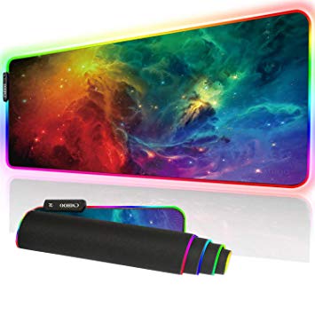 Cmhoo XXXL Gaming Mouse Pad RGB Keyboard Pad Large Glowing Led 35.4x15.7IN 3MM Thick Non-Slip Desk Pad - 90x40 FGsky005