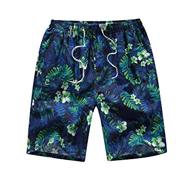 Justay Men's Printing Quick Dry Beach Shorts Swim Trunk