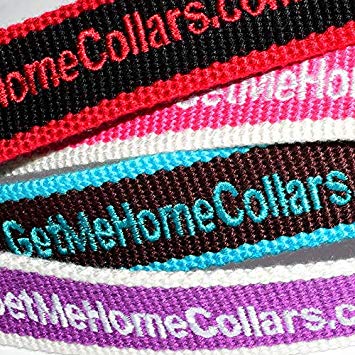 Personalized Pet Collar, Custom Dog Collars Embroidered w/Pet Name & Phone Number - Black & Red, Brown & Blue, Purple & White, Pink & White, 4 Adjustable Sizes: XSmall, Small, Medium, Large