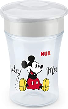 NUK Magic Cup Disney Sippy Cup, 8  Months, 360 Degree Anti-Spill rim, Bpa-Free, 230 ml, Mickey Mouse, with Lid