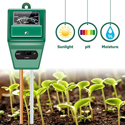 Sonkir Soil Tester, MS02 3-in-1 Plant Moisture Sensor Meter/Light/pH Tester for Home, Garden, Lawn, Farm, Indoor & Outdoor Use, Promote Plants Healthy Growth (Green)