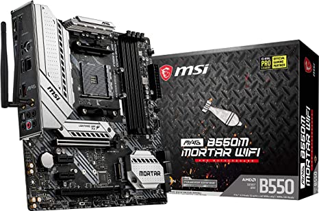 MSI MAG B550M Mortar WiFi Gaming Motherboard (AMD AM4, DDR4, PCIe 4.0, SATA 6Gb/s, M.2, USB 3.2 Gen 2, AX Wi-Fi 6, HDMI/DP, Micro-ATX)