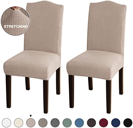 Turquoize Super Fit Stretch Removable Washable Dining Chair Protector Cover for Hotel, Dining Room, Ceremony, Banquet Wedding Party Modern Stretch Chair Covers (2, Khaki)