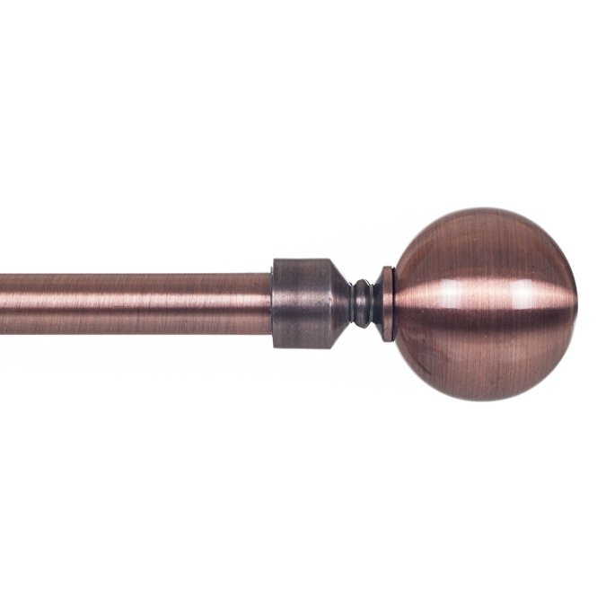 Lavish Home Sphere Curtain Rod for Window, 3/4-Inch, Antique Copper