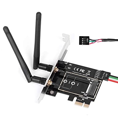 MZHOU Wireless Network Card Adapter M.2 NGFF to PCI-E 1X WiFi Network Card Converter,PCI-E M.2/NGFF Card Passive Adapter with Dual-Band 2.4/5G Antenna,for WiFi and Bluetooth Card.(Not Including WiFi