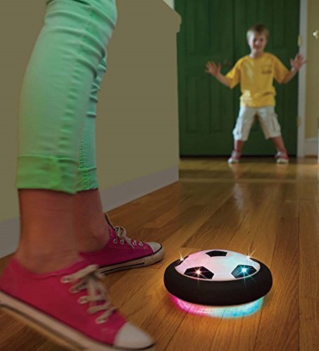 HearthSong® Light-Up Air-Powered Hover Soccer Disc Rubber Bumper Rim – Indoor Outdoor Toy Kids – Battery-Operated – Approx. 7’’ Diam.