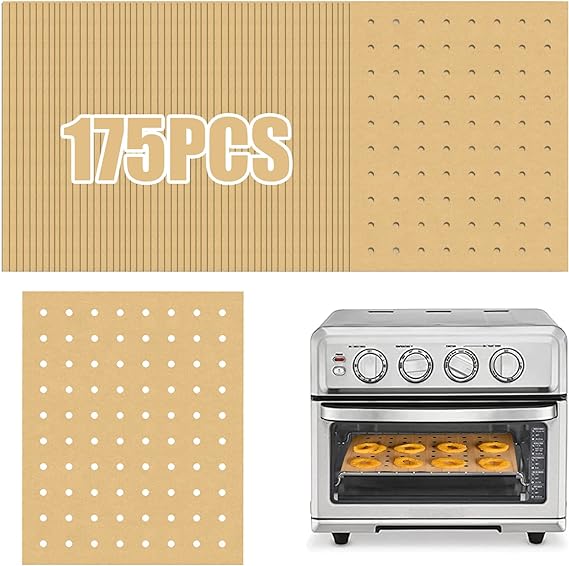 GOAUS Parchment Paper Sheets 9 x 11 Inch, Paper Liners Rectangle 175 pcs Air Fryer Toaster Oven Accessories, Perforated Disposable Airfryer Liners Rectangular Fit Cuisinart, Ninja Foodi, Breville...