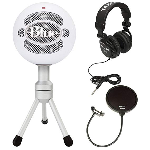 Blue Microphones Snowball Ice Microphone with Knox Pop Filter & Studio Headphones