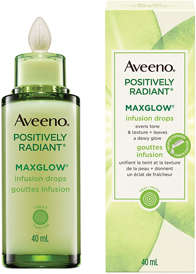 Aveeno MaxGlow Face Serum Infusion Drops with Kiwi, Brightening and Hydrating Skin Serum, 40 mL