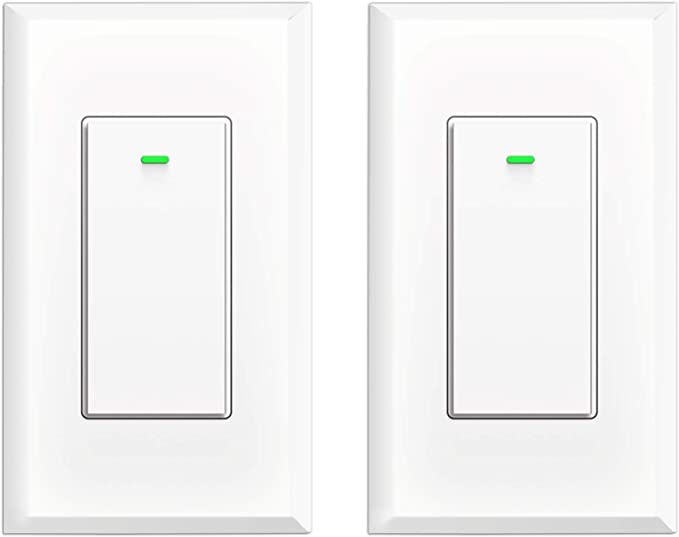 Smart Switch WiFi Light Switch No Hub Required, Light Switch Alexa Compatible with Google Assistant Requireds Neutral Wire,Timer Schedule, KULED K36 2Pack