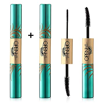 SIAMHOO Double Head 2 in 1 Mascara,4d Silk Fiber Lash Mascara Waterproof,Soft Full Lashes,No Smudging, No Clumping,No Flaking,Thick & Black, (Pack of 2)