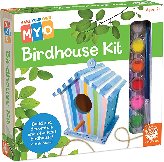 MindWare Make Your Own: usable Birdhouse - Outdoor Wood Craft for Kids - Learn Creative DIY Hobbies for Boys & Girls - All Components Included in This 27pc kit - Garden Building for Kids & Teens
