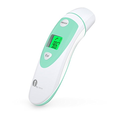 1byone Medical Infrared Forehead & Ear Thermometer with LCD Display, Memory Storage, FDA & CE Approved, Batteries Included.