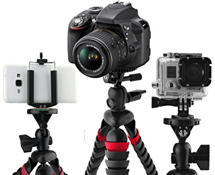 JC Wolf 12" 3-IN-1 Flexible Tripod - Grip Camera, Smartphone & Go Pro Compatible