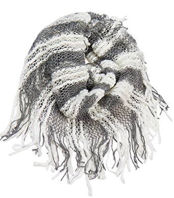 AOLOSHOW Winter Crochet Knit Fringe Infinity Loop Scarf, Various Styles & Colors