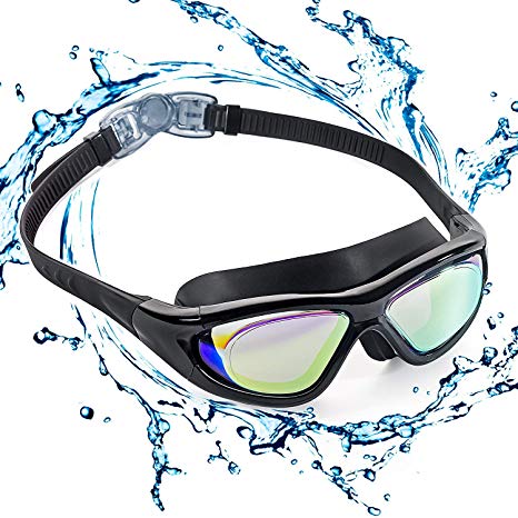 EveShine Premium Big Frame Competition Swim Goggles with Free Protective Case Pro Clear Lens & Wide-Vision Swimming Goggles with UV and Anti Fog Protection for Adult Youth Men Women