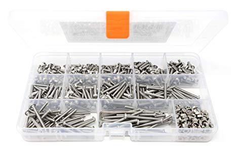 iExcell 560 Pcs M3 x 6mm / 8mm / 10mm / 12mm / 14mm / 16mm / 18mm / 20mm / 25mm / 30mm / 35mm Stainless Steel 304 Hex Socket Button Head Cap Screws, Nuts and Hex Key Wrench Kit