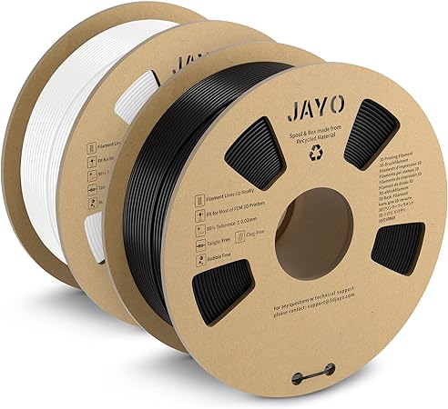 JAYO PLA  Filament 1.75mm, PLA Plus 3D Printer Filament 1.1KG, Dimensional Accuracy  /- 0.02mm, Neatly Wound Filament, 1.1 KG Spool(2.42 LBS), 2 Pack, PLA  Filament 2.2KG in Total, Black White