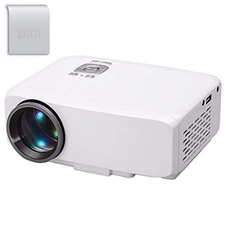 Soggiv GP9S Full HD 1080p LED Mini Portable Projector for Home Theatre Video Games TV Movie TXT Music Multimeadia Projector Support HDMI/USB/AV/SD/VGA/ Interface - White