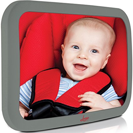 Baby Backseat Mirror For Car - Largest and Most Stable Mirror with Premium Matte Finish - Crystal Clear View of Infant in Rear Facing Car Seat - Safe, Secure and Shatterproof