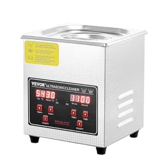 VEVOR Ultrasonic Cleaner with Digital Timer & Heater, Professional Ultra Sonic Jewelry Cleaner, Stainless Steel Heated Cleaning Machine for Glasses Watch Rings Small Parts Circuit Board (2L)