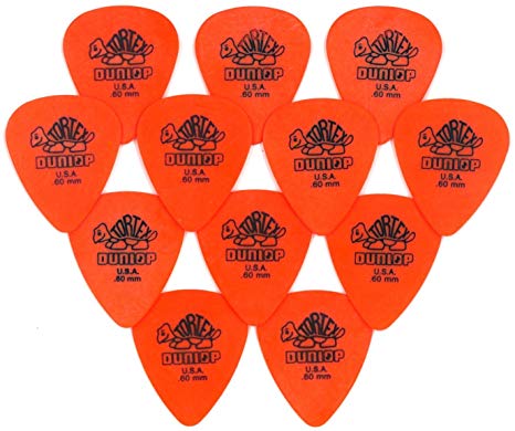 Jim Dunlop Tortex Guitar Picks / Plectrums: 0.60 mm (Pack of 12 Picks)